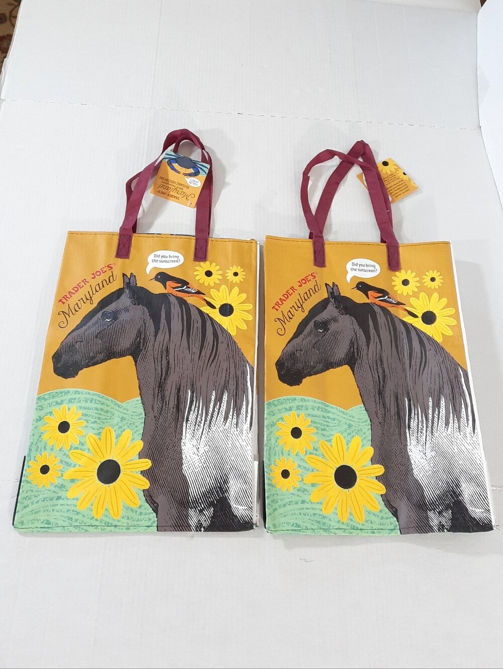 Trader Joes Reusable State Tote Bags- Maryland Set of 2 New With Tags